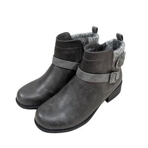 Easy Works by Easy Street Kourt Grey Ankle Boots Slip Resistant Womens 8 W NIB